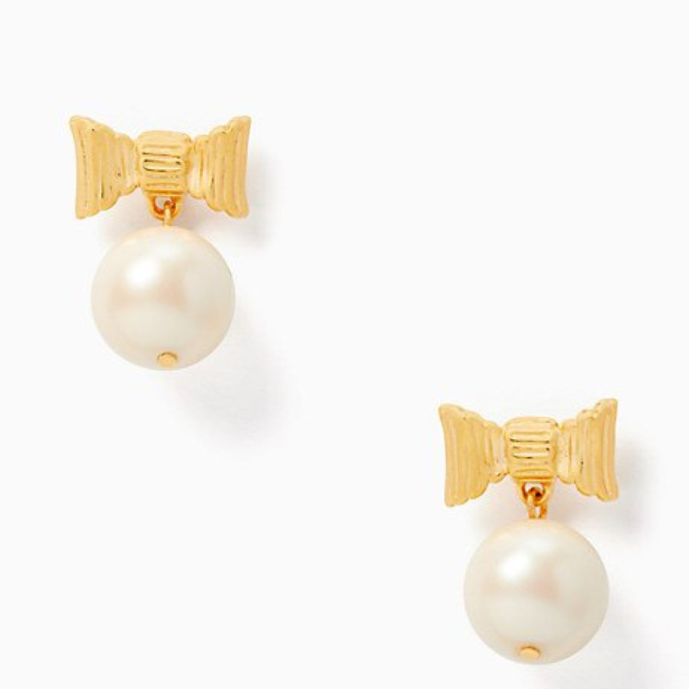 Kate Spade All Wrapped Up Bow Pearls Drop Earrings